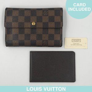 Auth Louis Vuitton Damier tri-fold wallet N61202